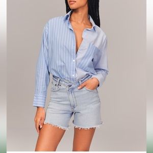 Abercrombie & Fitch The Dad Short High Rise Light Wash Denim Jean Shorts